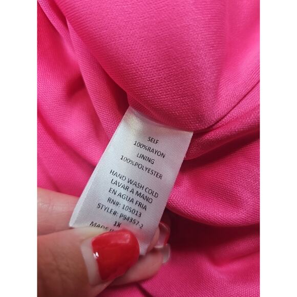 Andree By Unit Dress Womens 1X Floral Print Ruffled Vneck Tunic Dress - Picture 7 of 8